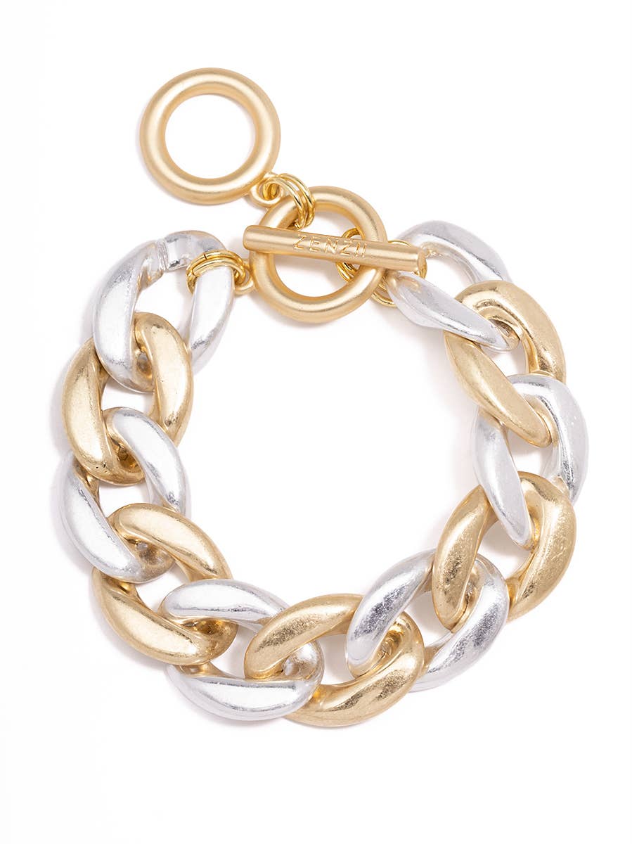 ZENZII Jewelry - Wholesale Link & Chain Bracelet - Burnished Metal Curb Chain Bracelet1