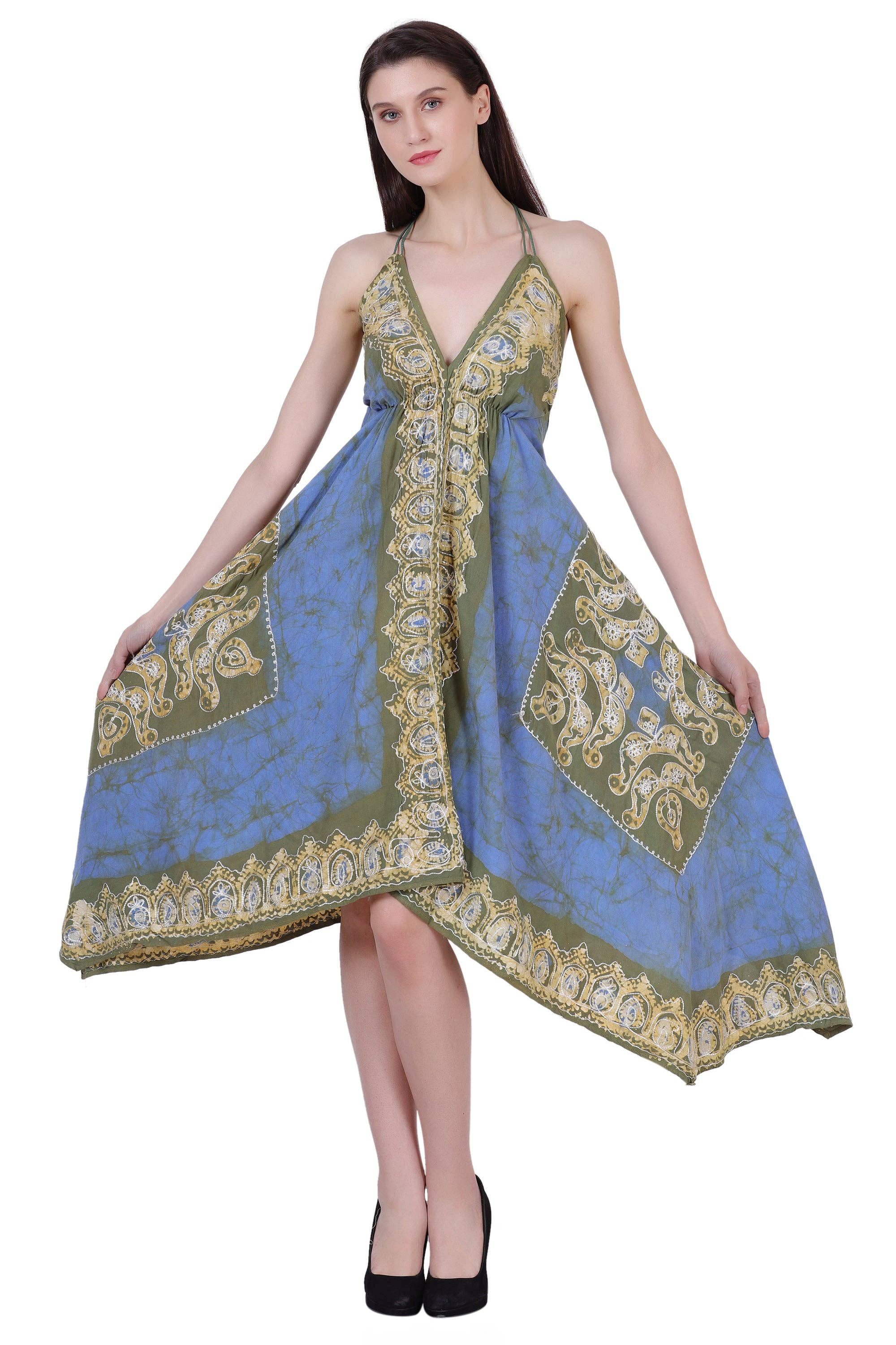 Advance Apparels – wholesale Dress – Women's – Batik Scarf Dress Elastic Back 14586