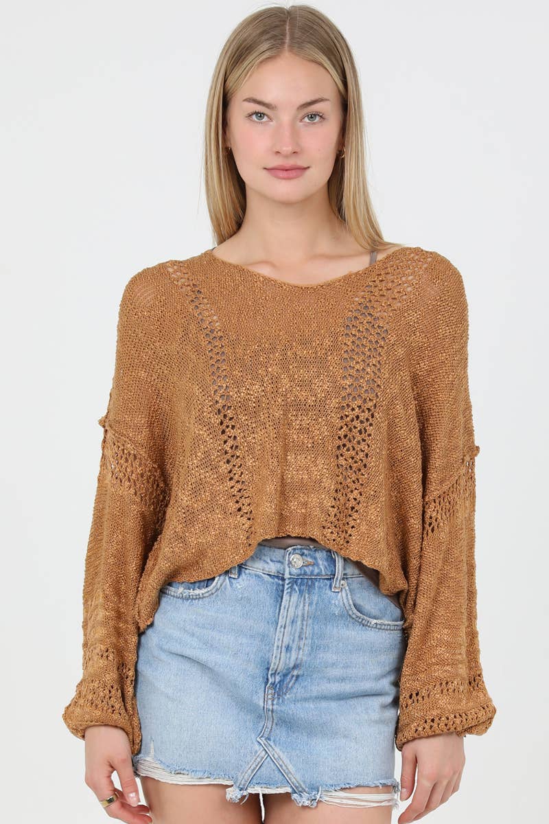 ANGIE - Wholesale Knit Sweater - Women's - XHE55-ASIS BEACHY LIGHT WEIGHT V NECK CROP PULLOVER SWEATER4