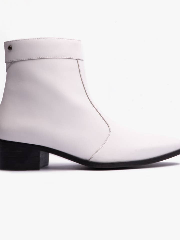 Club Cubano CAESAR Mens Cuban Heel Boots White for wholesale by Club Cubano