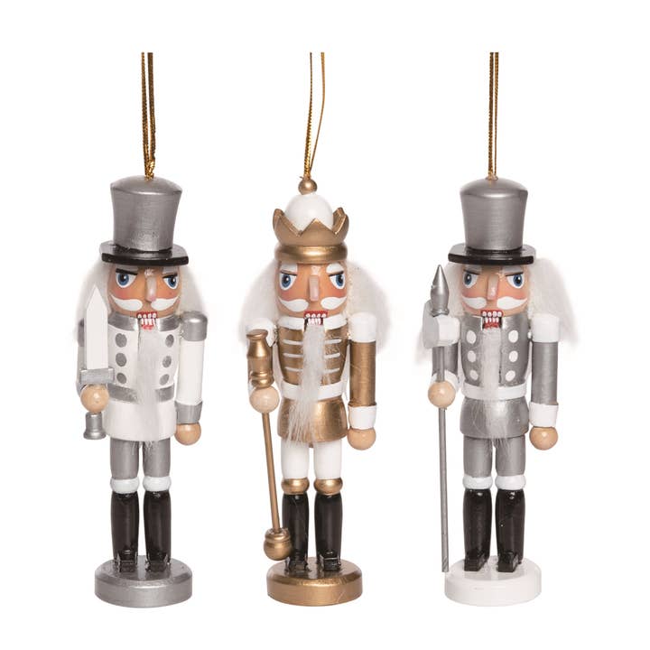 Transpac - Wholesale Ornament - CLOSEOUT Christmas Wooden Glam Nutcracker Ornament Set 3