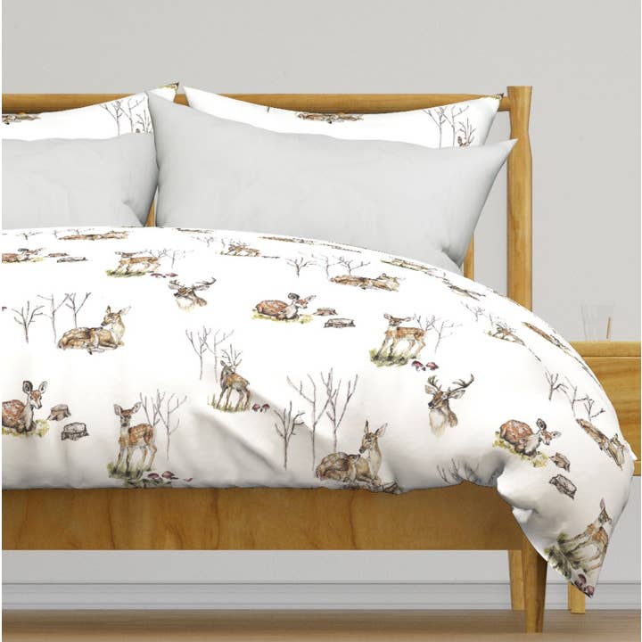 Forest Friends: Deer Duvet Cover for wholesale by Fox & Willow Design Studio