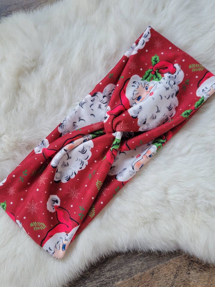 Red with Santa for wholesale by Sew fashionable headbands