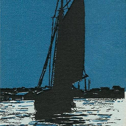 Kunsttryk MI-596 Elk Rapids, Sejlbåd om natten for engroshandel hos Found Image Press