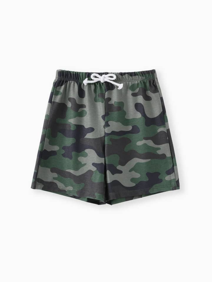 Schwarz 2-teiliges Set mit T-Shirt und Camouflage-Shorts für Kleinkinder und Jungen für den Großhandel auf Faire
