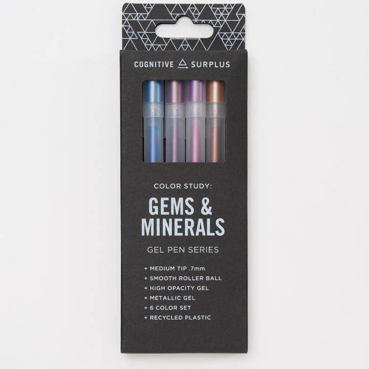 Cognitive Surplus - Wholesale Pen - Gems & Minerals High-Opacity Gel Pens Pack (Case of 6)