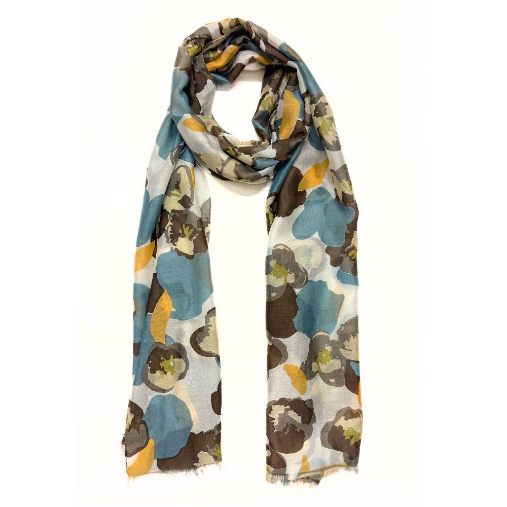 Humble Hilo – Cachecol - Mulher por atacado – Lenço Humble Hilo com arte de papoulas vetoriais27