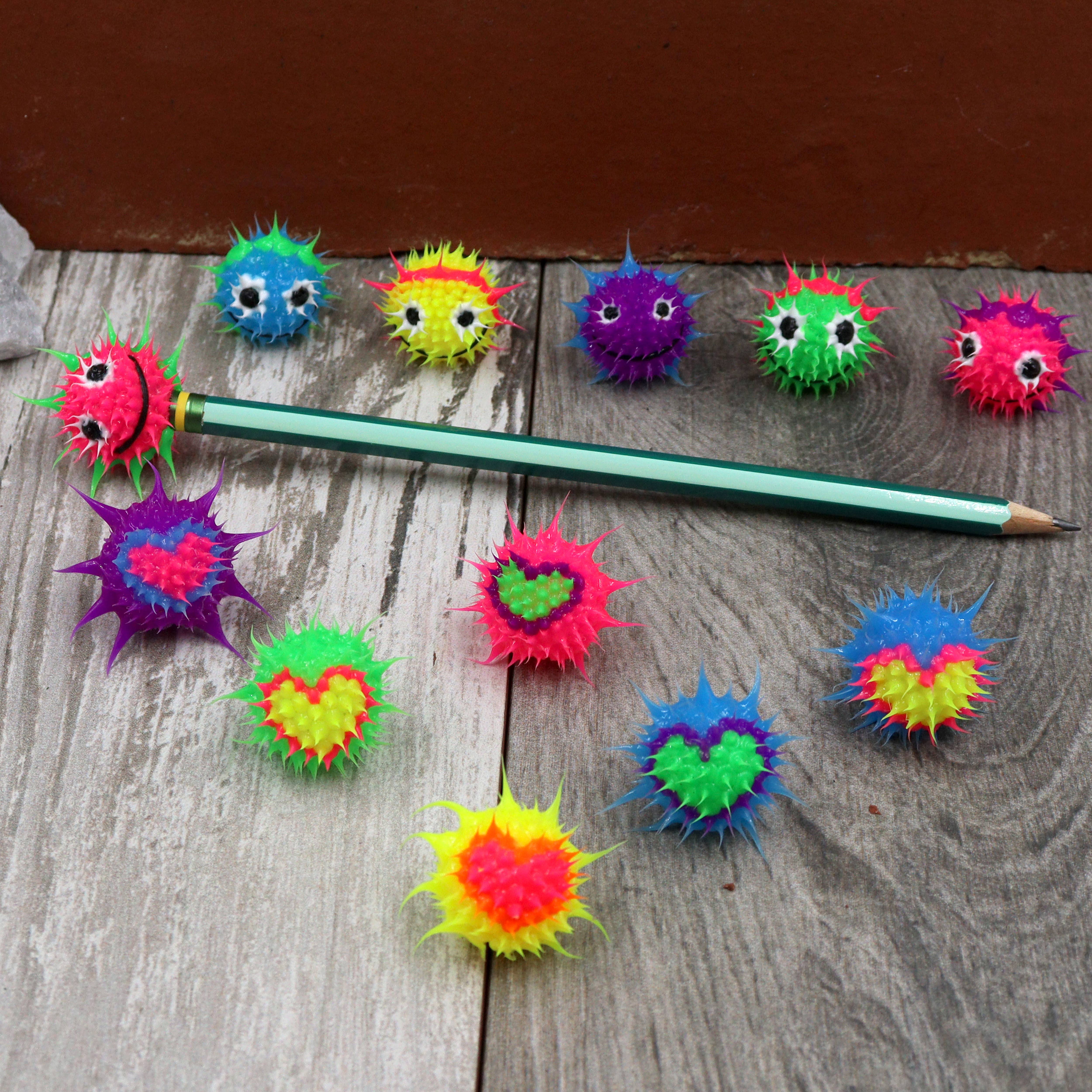 Natalia - Wholesale Pencil Topper - Kids - Spiky Silicone Sensory Fidget Pencil Toppers- SET 125