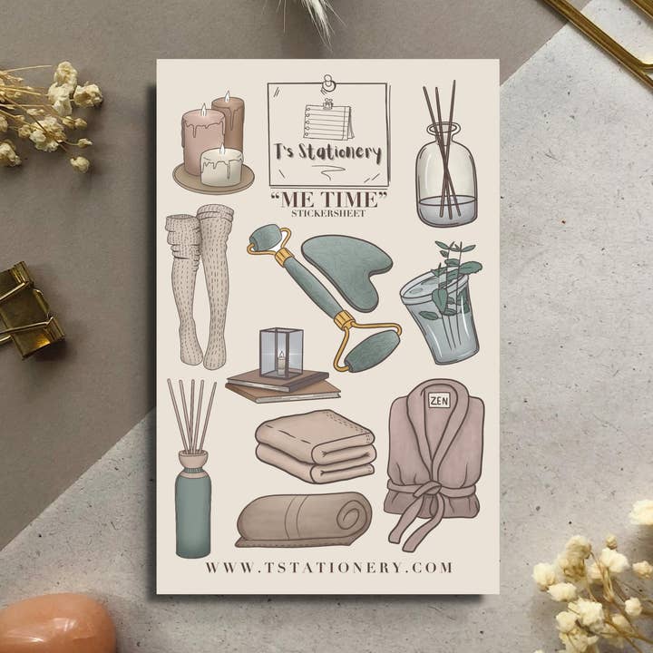 Foglio di adesivi "Me Time" per la vendita all'ingrosso da parte di T's Stationery