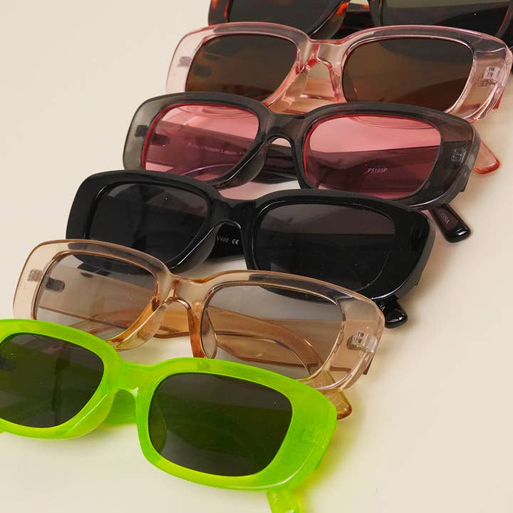 12 ASSORTEREDE FARVER Rektangel Acetat Fashion Diverse Solbriller for engroshandel på Faire