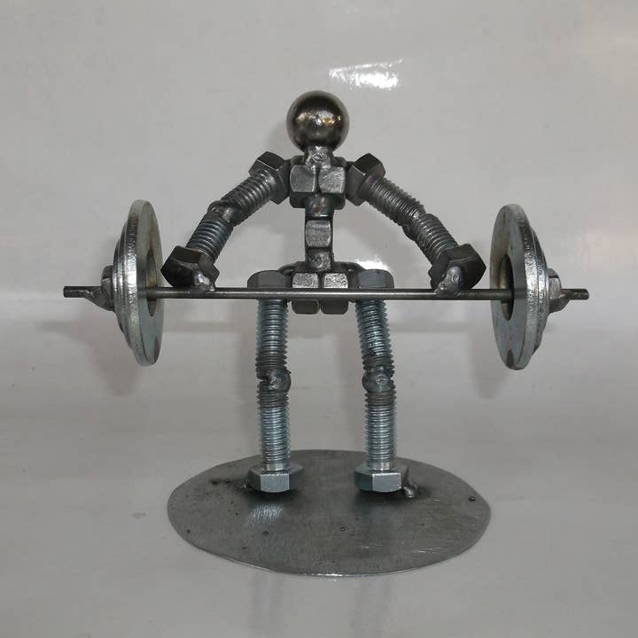 Creations Welded - Wholesale Decorative Figurine - Dead Lift Metal Bolt Figurine Weight Lifter
