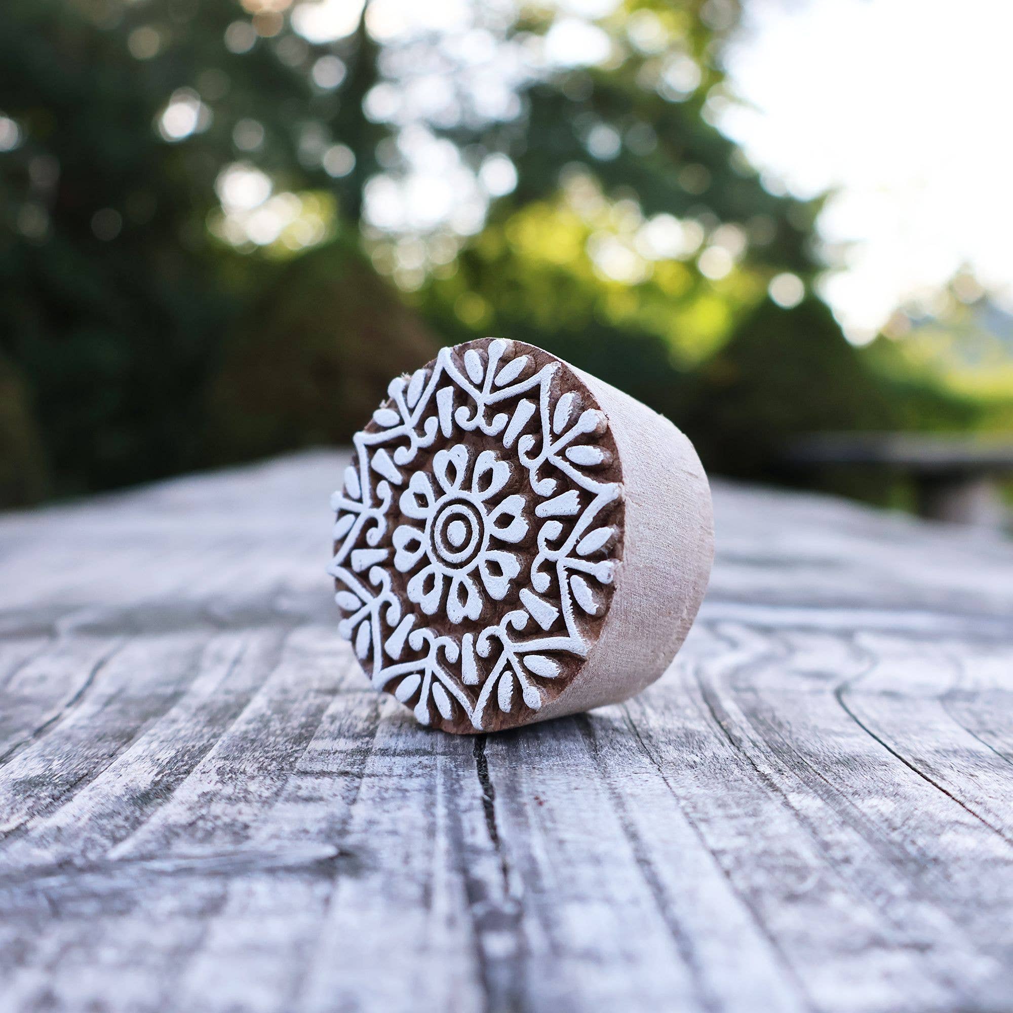 Tribal Trade GmbH - Wholesale Rubber/Decorative Stamp - Round wooden stamp mandala 5cm wooden stamp9