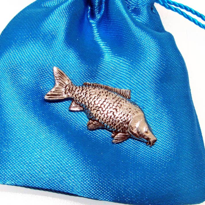 Common Carp Fish Pewter Pin Badge for wholesale by Pageant Pewter