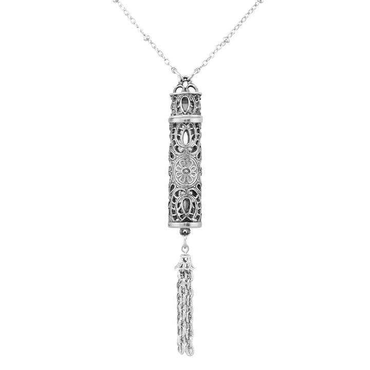 1928 Jewelry Filigrana Vial Glass Tassel Necklace 28" for wholesale by 1928 Jewelry