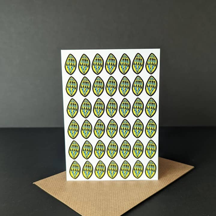 Antonietta Torsiello London - Venta al por mayor Tarjetas de felicitación - Tarjeta de felicitación de escudo amarillo y verde azulado