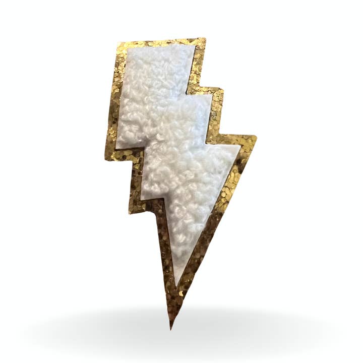 Lightning Bolt, Chenille Patch, Heat Activated for wholesale by Lola & Bean Creations