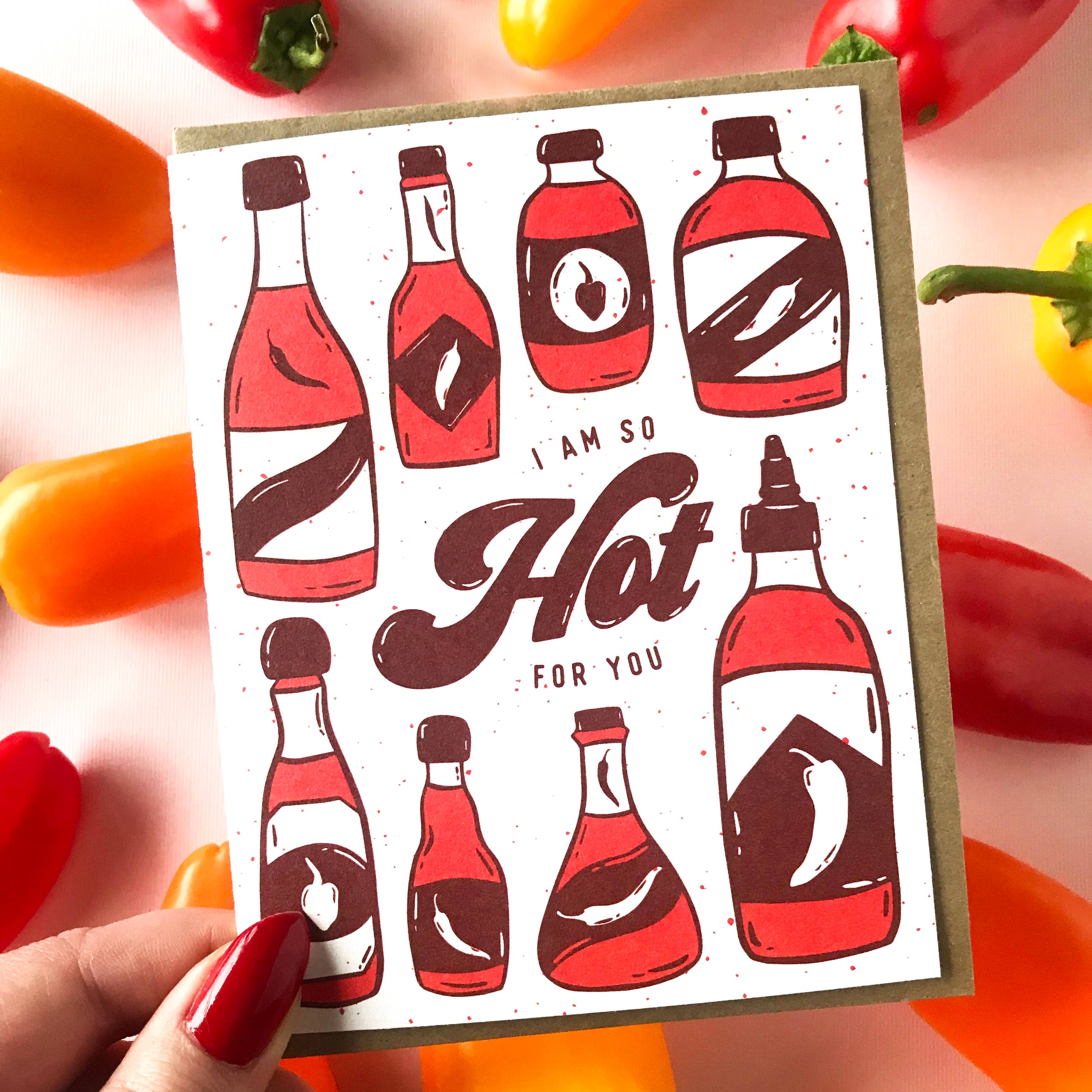 Boss Dotty Paper Co. - Vente Cartes de déclaration d'amour - Carte d'amour Hot Sauce1