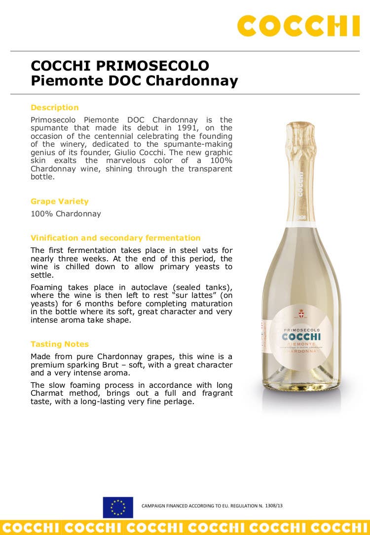 Metina SAS - Vendita all'ingrosso Champagne/spumante - PrimoSecolo Blanc 'd Blancs Piemonte DOC Cocchi  75 cl.4