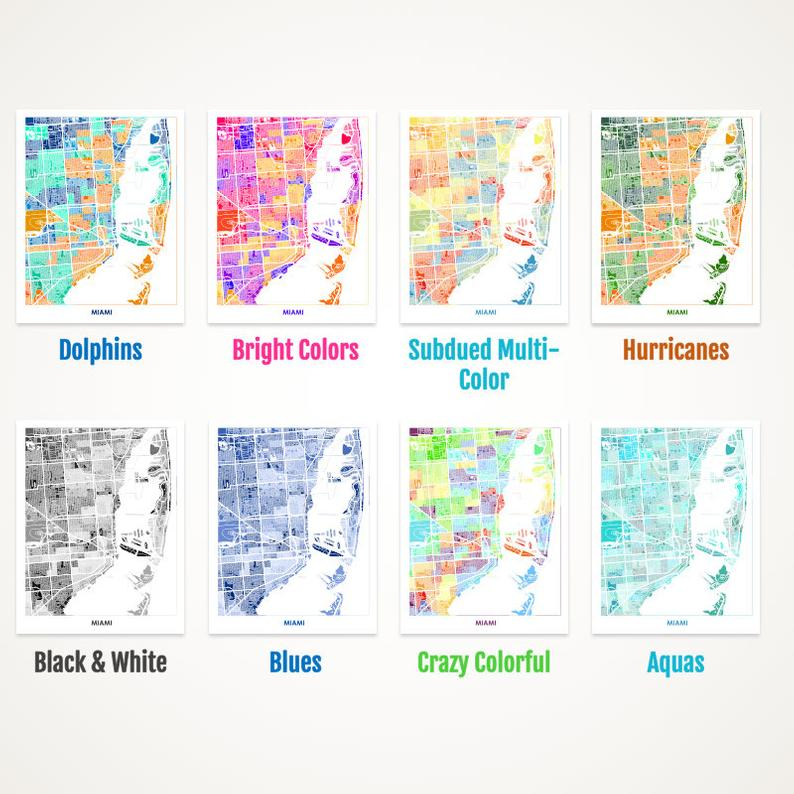 Juanita's Adventures - Wholesale Art Print - Juanitas Miami Map Print1