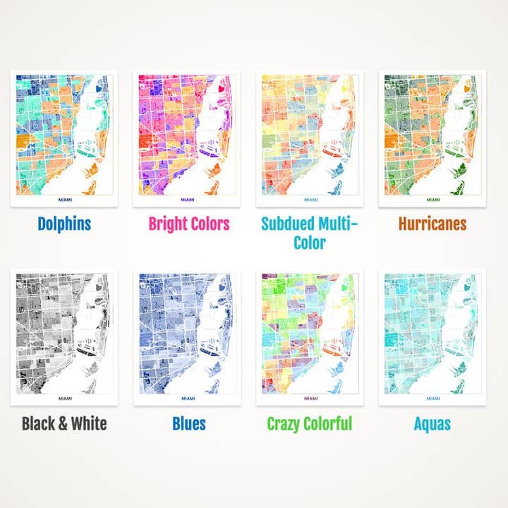 Juanita's Adventures - Wholesale Art Print - Juanitas Miami Map Print1