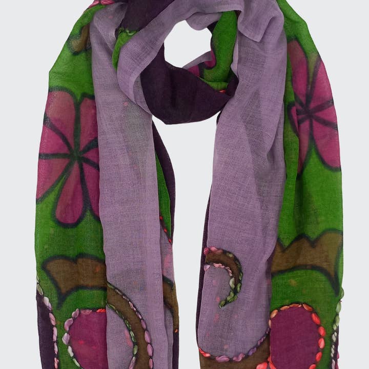 Vivante By VSA - Wholesale Scarf - Women's - SE-2964 (Hand Embroidered And Hand Painted Scarf)0