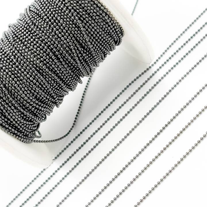 Tresor Jewelry Inc. - Wholesale Link & Chain Necklace - V111BR. Black Rhodium Sterling Silver Black Rhodium Ball Chain5