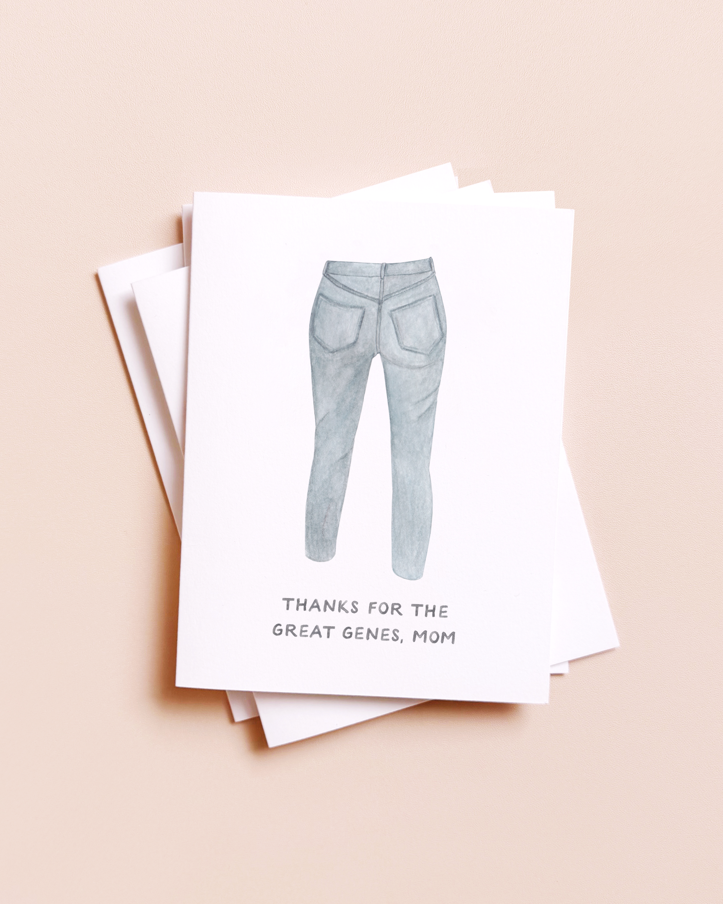 Amy Zhang - Wholesale Mother's Day Card - Mom Genes — Denim Jeans Pun Mother's Day Card0