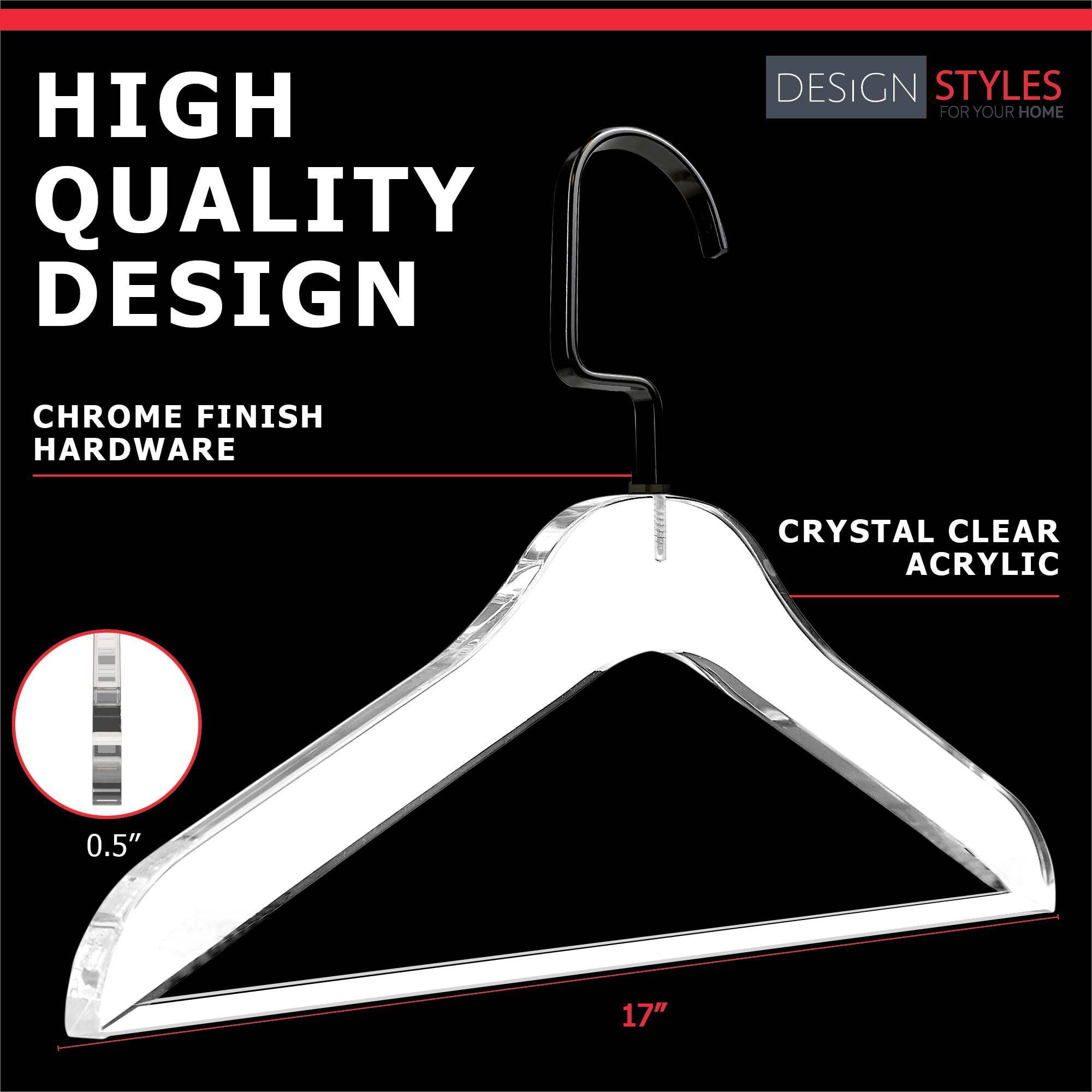 DesignStyles Home - Wholesale Clothes Hangers - Simply Brilliant Black Hook Acrylic Hangers with Bar - 10 Pack1