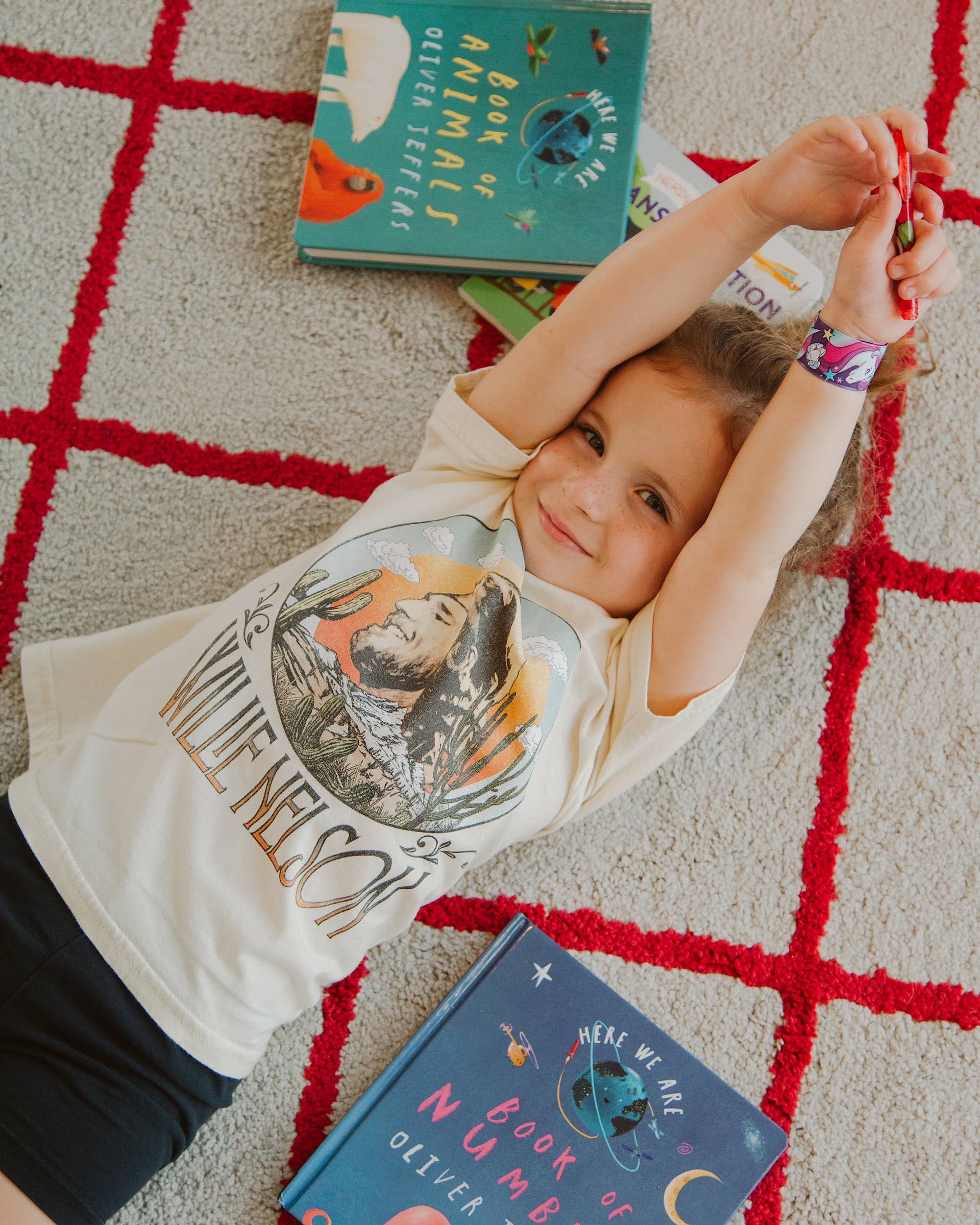 LivyLu - Wholesale Screen Printed T-Shirt - Kids - Children's Willie Nelson In the Sky Oatmeal Graphic Tee8