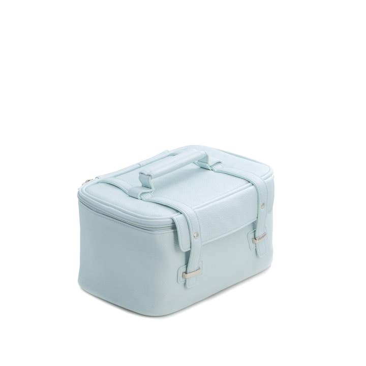Light Blue Leatherette Travel Makeup Case for wholesale by BeyBerk International