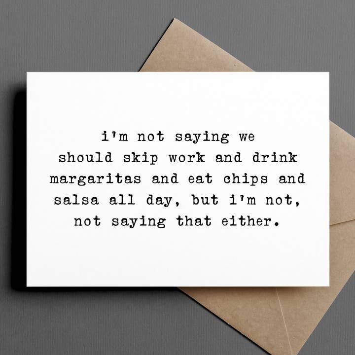 funny friendship/work card | skip work eat chips and drink for wholesale by Ink & Attitude Stationery Company