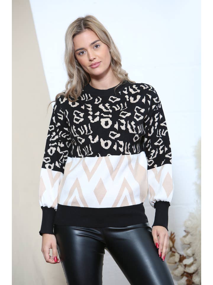 Lucy Sparks - Wholesale Knit Sweater - Women's - Leopard and diamond print jumper0