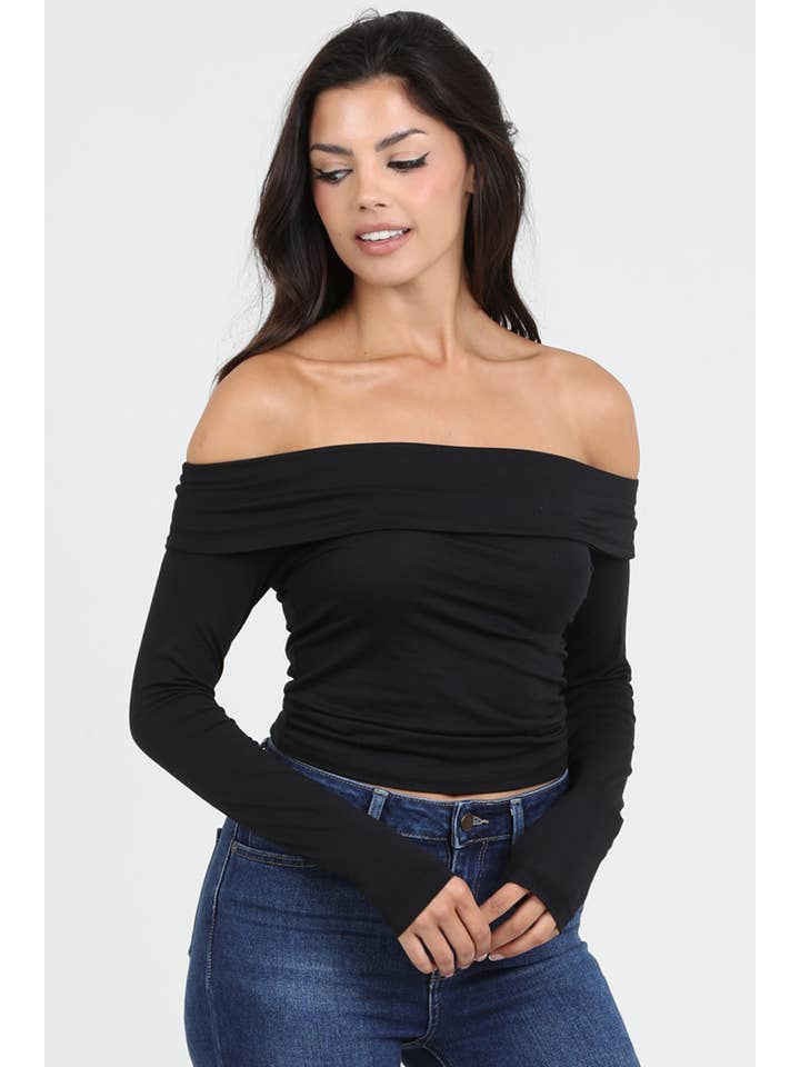 ANGIE - Vendita all'ingrosso Top in maglia - Donna - TOP IN MAGLIA A MANICHE LUNGHE CON SPALLE SCOPERTE X2DW0-ASIS