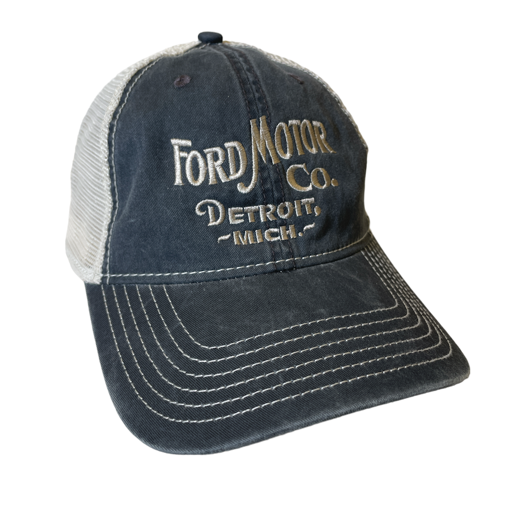 Detroit Shirt Co. - Wholesale Trucker Hat - Unisex - Hat - Ford Vintage Font Low Profile Trucker - Steel Blue/Khaki0