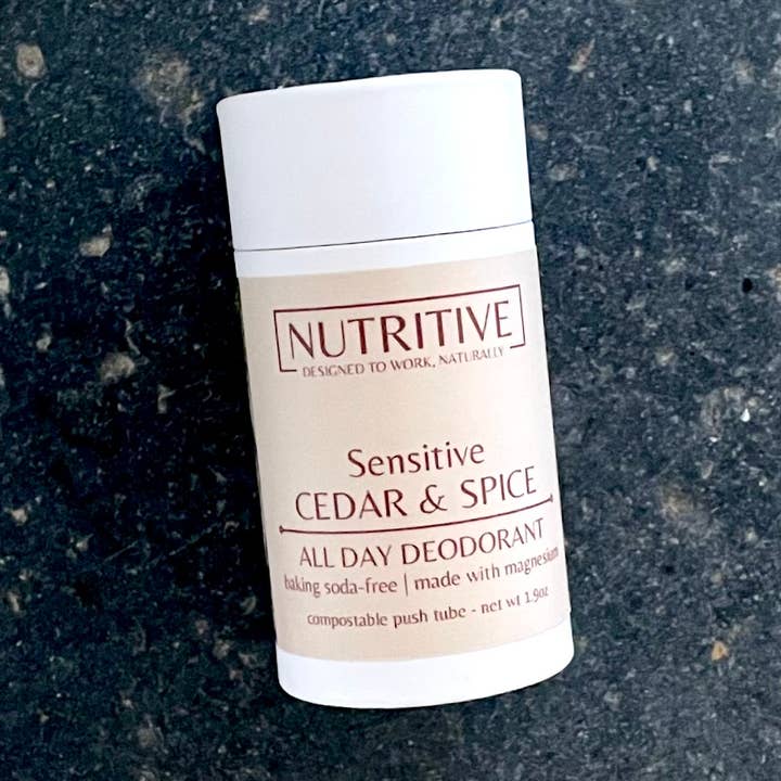 Cedar + Spice SENSITIVE PUSHTUBE - All Day Deodorant for wholesale by Nutritive Body Care