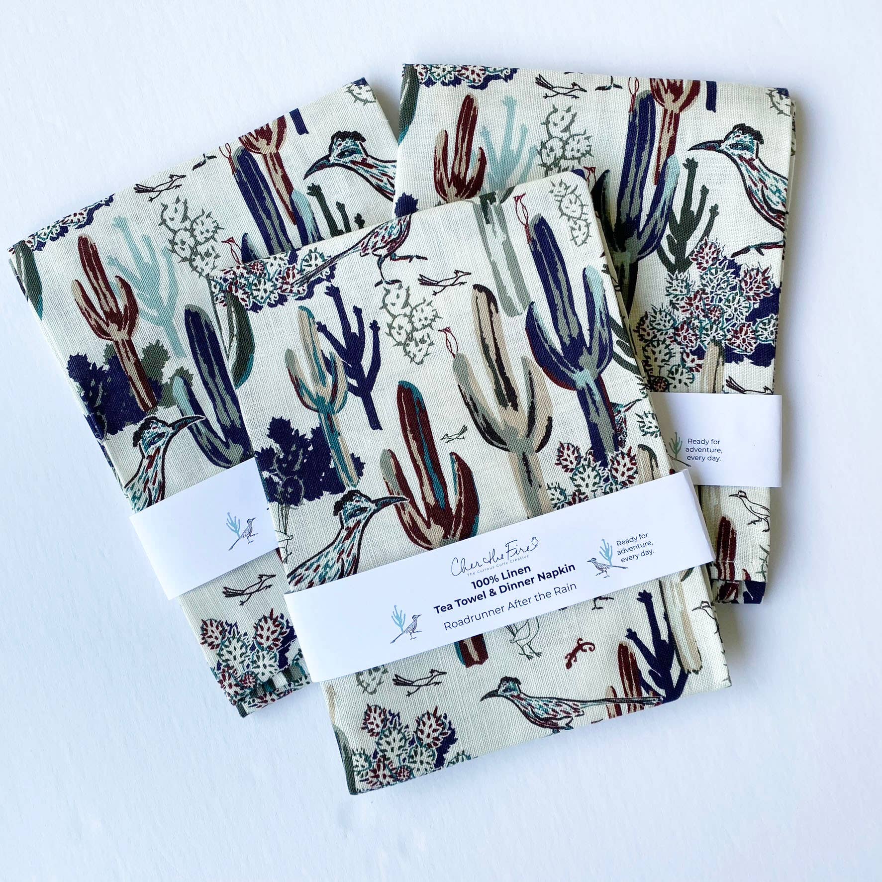 Cher the Fire - Wholesale Tea Towel - Tea Towel, 100% Linen, Roadrunner and Saguaro theme8