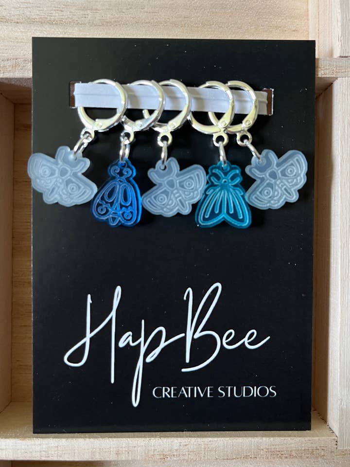 MIX OF MOTHS Stitch Marker set for wholesale by HapBee Creative Studios