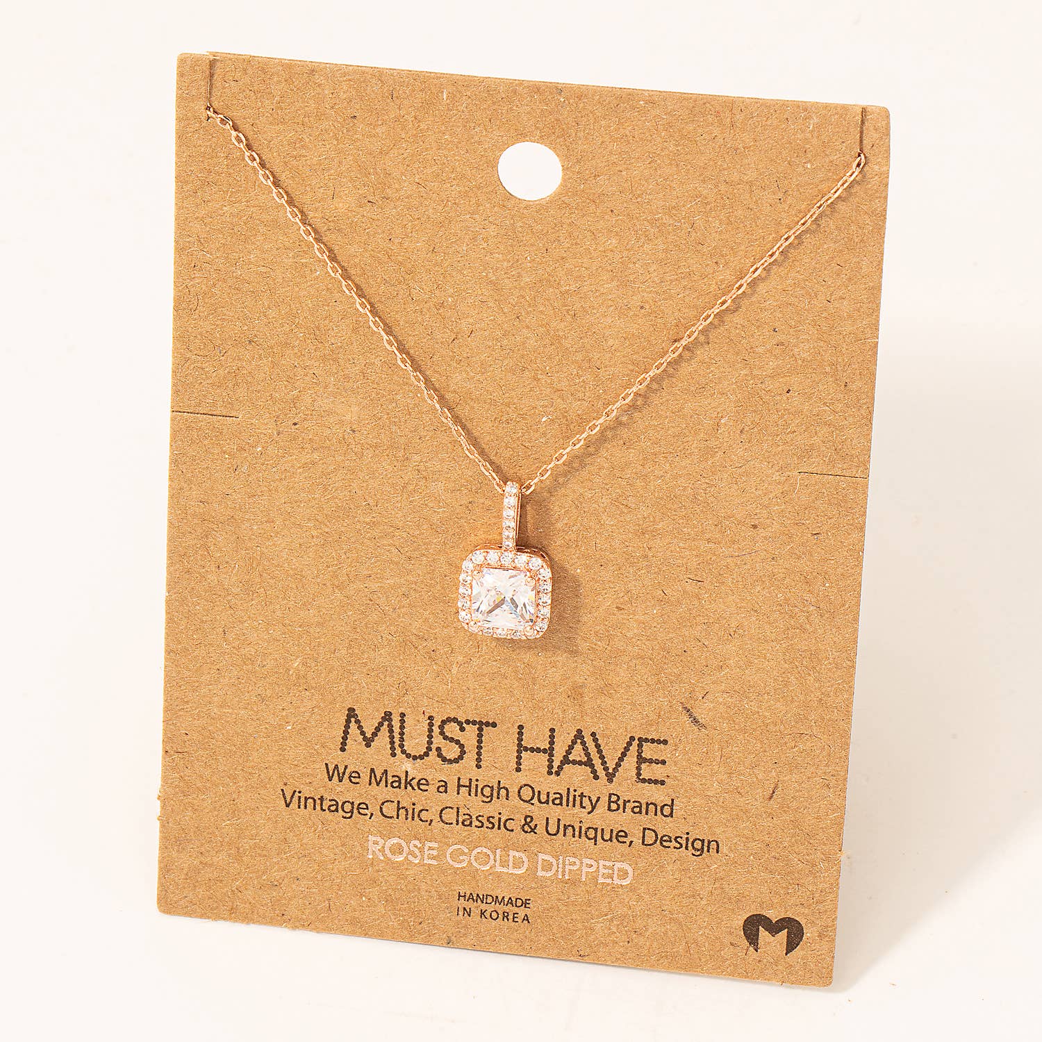 Fame Accessories - Wholesale Pendant/Charm Necklace - Square Rhinestone Pendant Necklace2