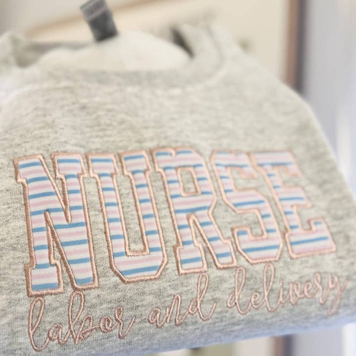 Nurse Mother Baby Hospital Stripes Sweatshirt for wholesale by ChellyHomeCo