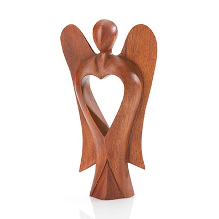 Acacia Carved Heart Angel for wholesale by SERRV International