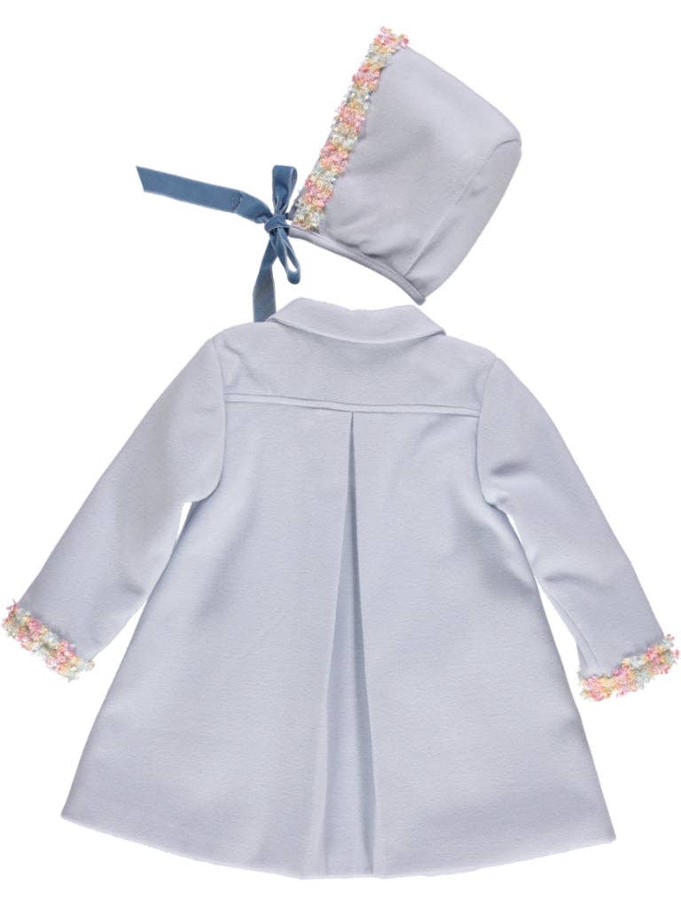 Piccola Speranza - Vente Ensemble de vêtements – bébé - Ensemble casquette et veste bleue avec nœuds et appliqués floraux1