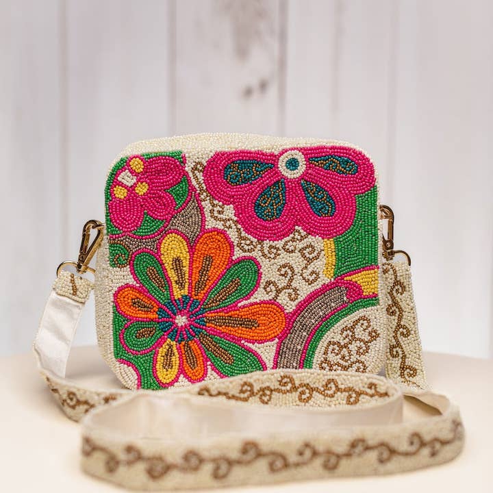 Floral Neon Square Crossbody Bag for wholesale by Pria Handmade Accessories