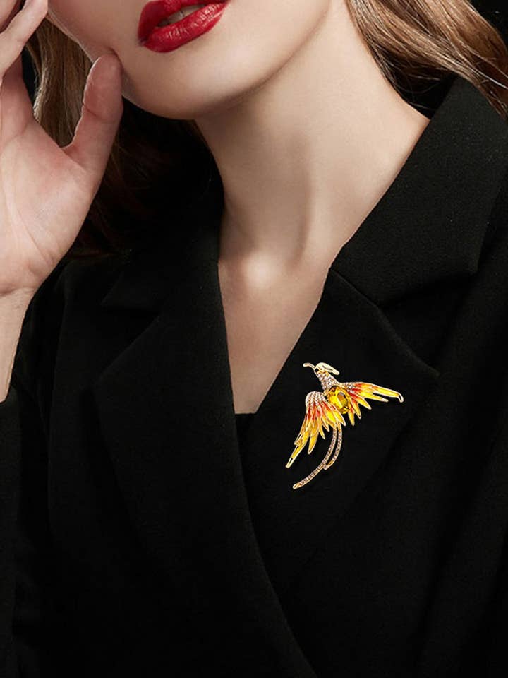 CWMM10750_KOREAN PHOENIX RHINESTONE ELEGANT BROOCH PIN for wholesale by NINEXIS