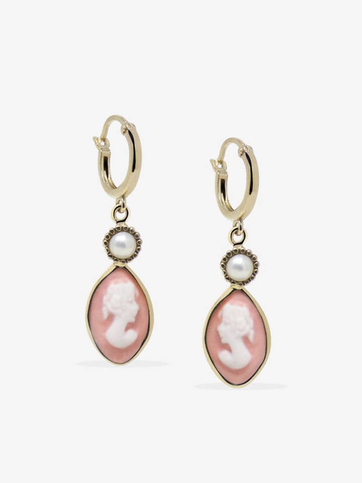 Isabella Pink Cameo Creolen für den Großhandel von Vintouch Jewels