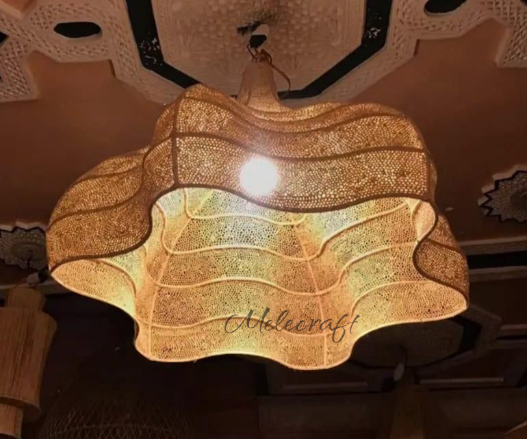 Melecraft - Vente Lustre/Suspension - Lustre en forme de vague en rotin fait main1