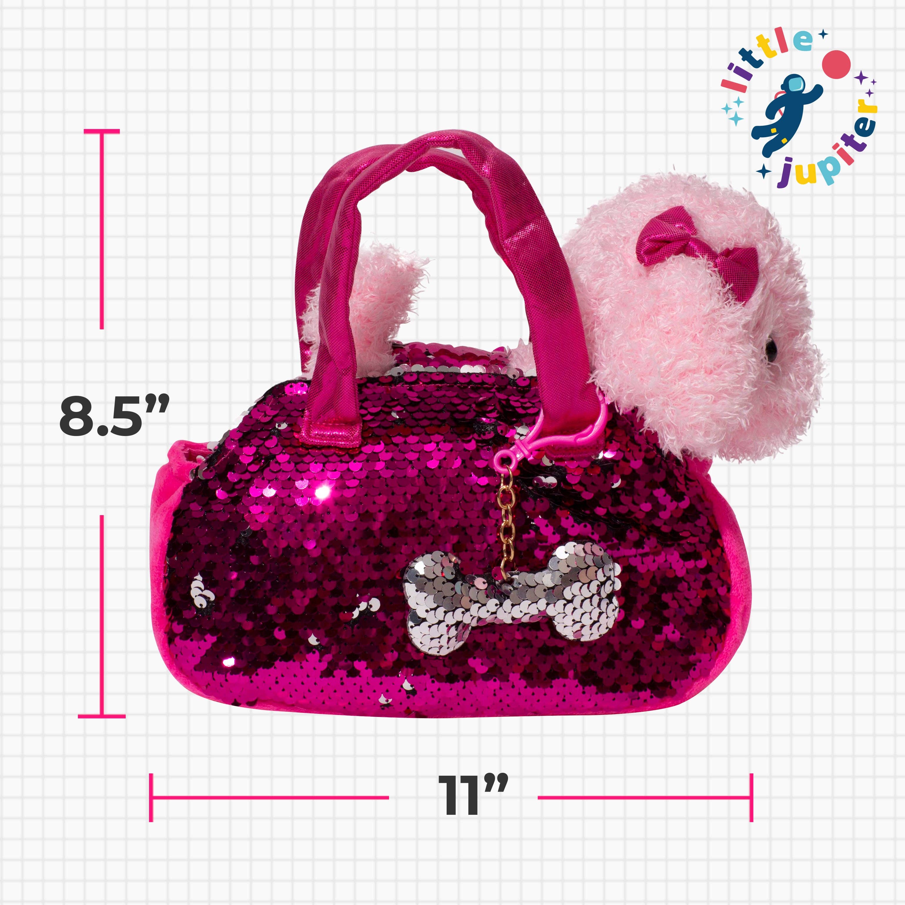 AYK Brand - Wholesale Stuffed/Plush Toy - Kids & Baby - Little Jupiter Pet Plush Set with Bag - Pink Labradoodle Dog3