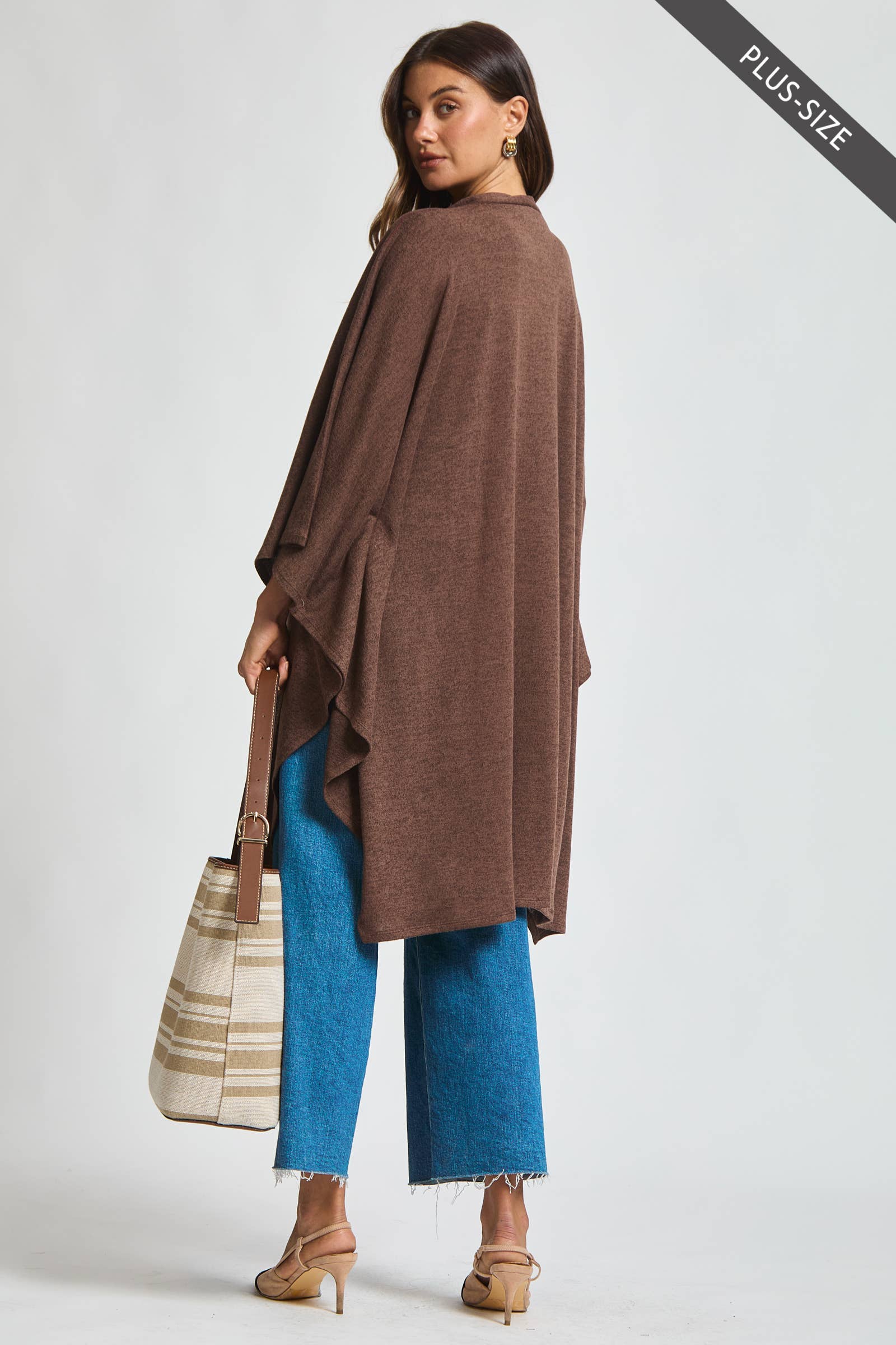 Dear Scarlett - Wholesale Poncho - Women's - PLUS SIZE Flowy Draped Poncho Top2