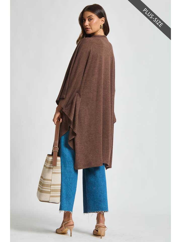 Dear Scarlett - Wholesale Poncho - Women's - PLUS SIZE Flowy Draped Poncho Top2