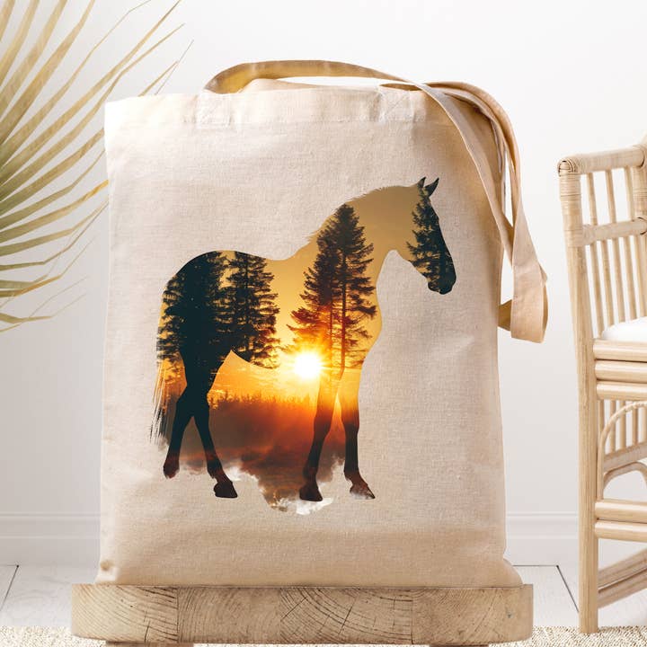 Sunrise Stallion - Caballo | Equino | Naturaleza - Bolsa de lona para venta al por mayor de Dark Horse Dream Designs LLC