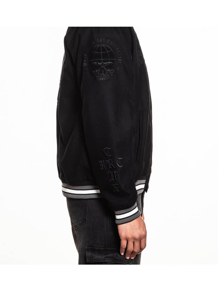 BLACK Art Scholar Varsity Jacket for wholesale on Faire4